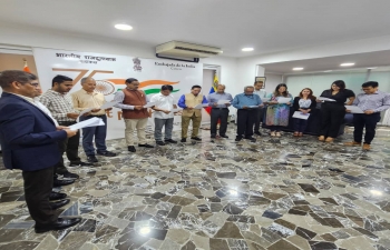 To mark the occasion of Rashtriya Ekta Diwas (National Unity Day) on the Birth Anniversary of the Iron Man of India Sardar Vallabhbhai Patel,  Charge d Affaires Suresh Kumar administered the Rashtriya Ekta Diwas Pledge to the Officials of the Embassy of India, Caracas on Tuesday, 31 Oct 2023. 